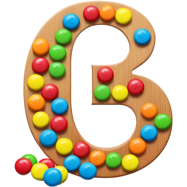 A stylized S letter made of rainbow colors next to a few green round candies, extremely minimal Skittles representation. emoji