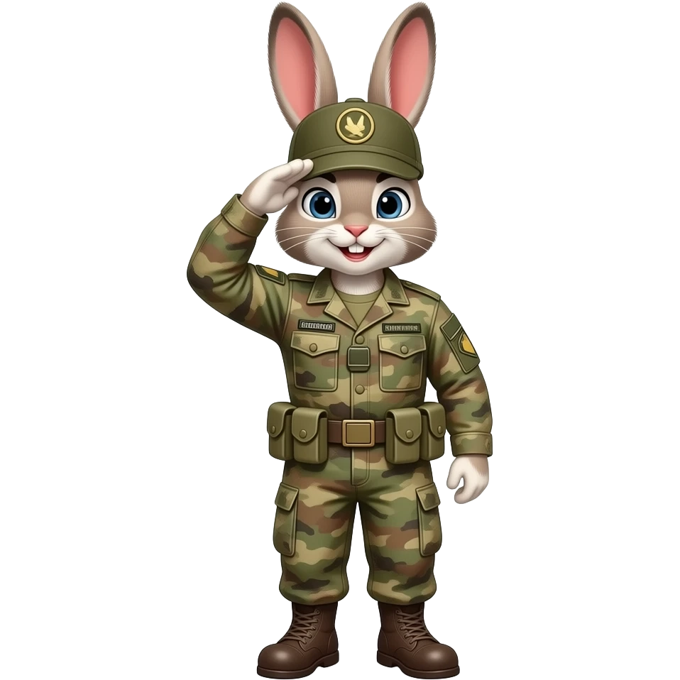 bunny in army fatigues saluting  text Killer Bunnies emoji
