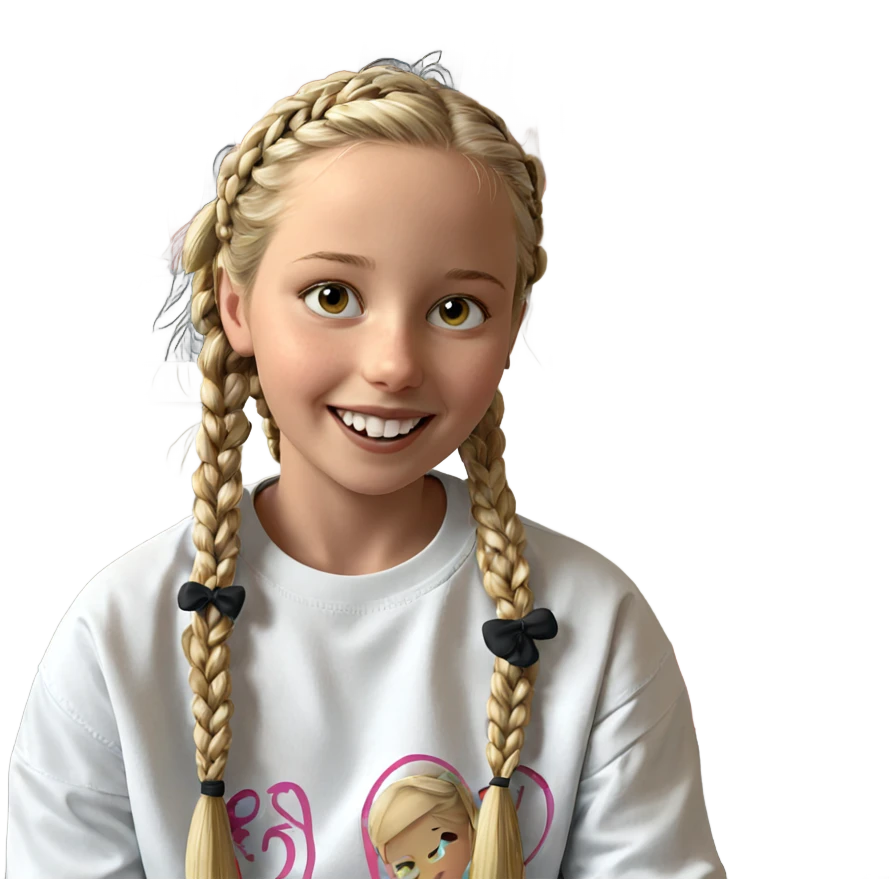 smiling girl with blonde braids emoji