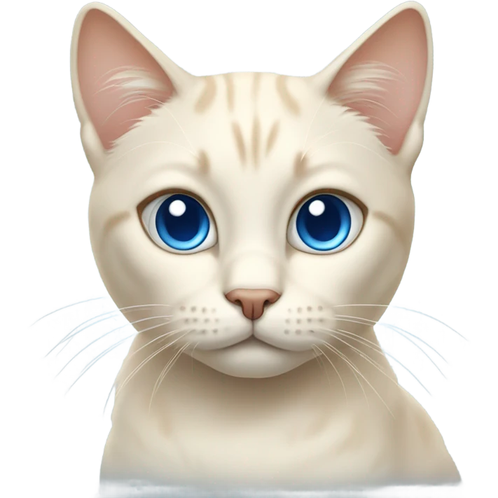 Cream colored cat with blue eyes. Sharp features emoji