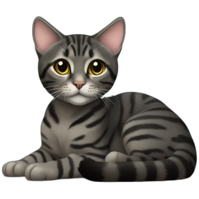 Black mackerel tabby cat lying down emoji