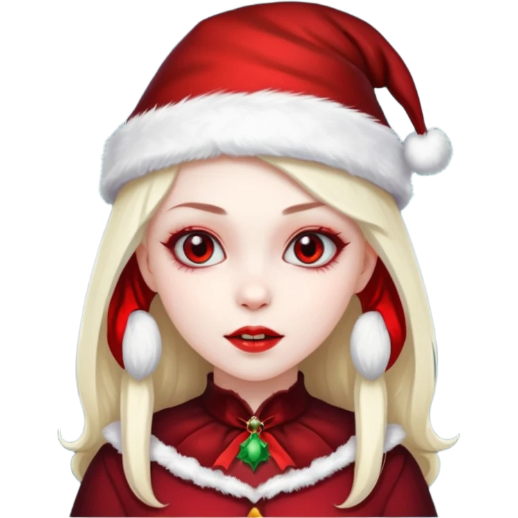 vampire girl with Christmas hat emoji