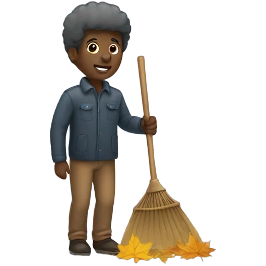 black person raking leaves emoji