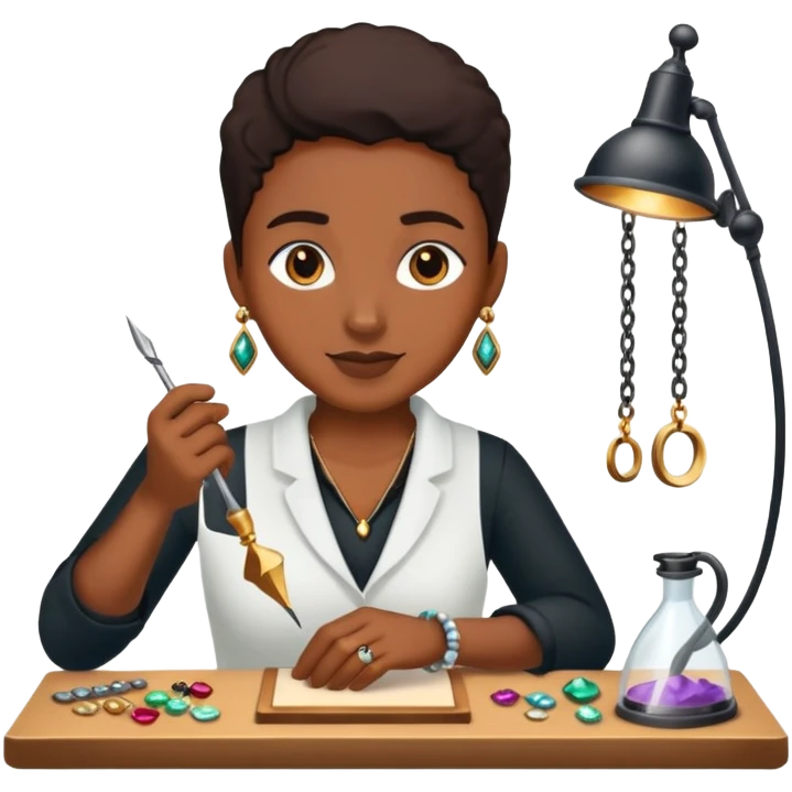 A black jeweler person making jewelry emoji