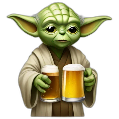 Yoda with beer emoji