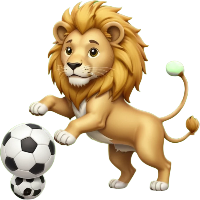 lion playing soccer emoji