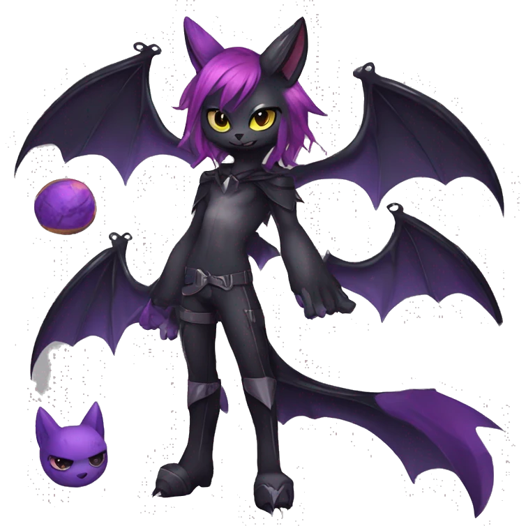 Anthro Dark Beautiful Colorful Shiny Edgy Cool Shy Grumpy FurSona Feline-Bat-Fakemon Long Emo Hai-bangs  Vtuber Model emoji