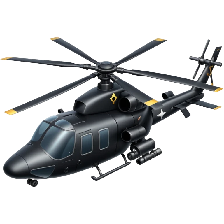 black battle helicopter with cannon emoji