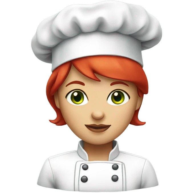 green eyes red short haired female chef with a hat  emoji