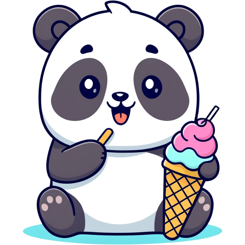 Panda eating ice cream emoji