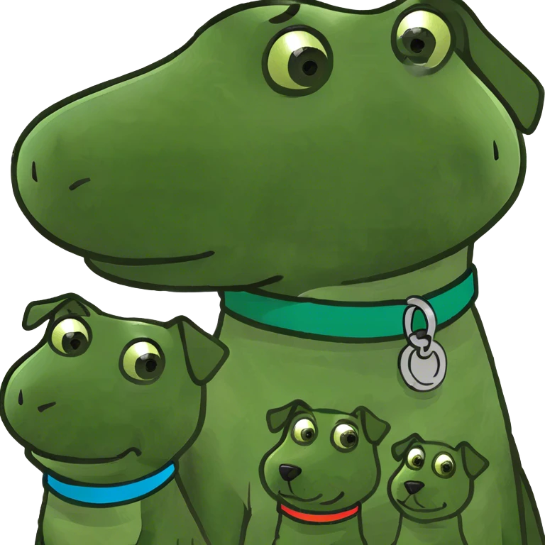 Family of 5 with a dog emoji