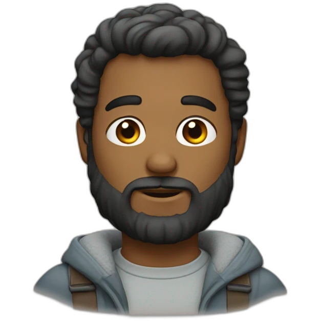 homme avec barbe et couette emoji