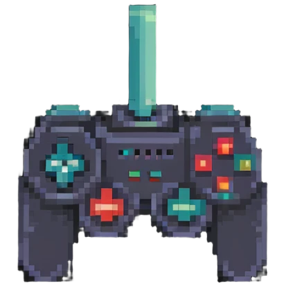 A retro Atari-style joystick controller in 8-bit pixel art emoji