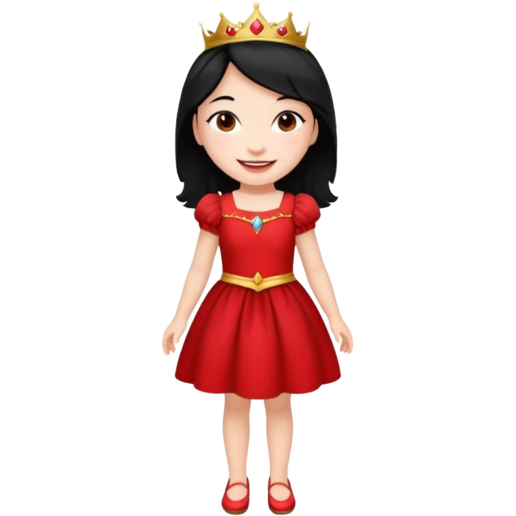 دختری با لباس پرنسسی کوتاه قرمز وموهای مشکی emoji