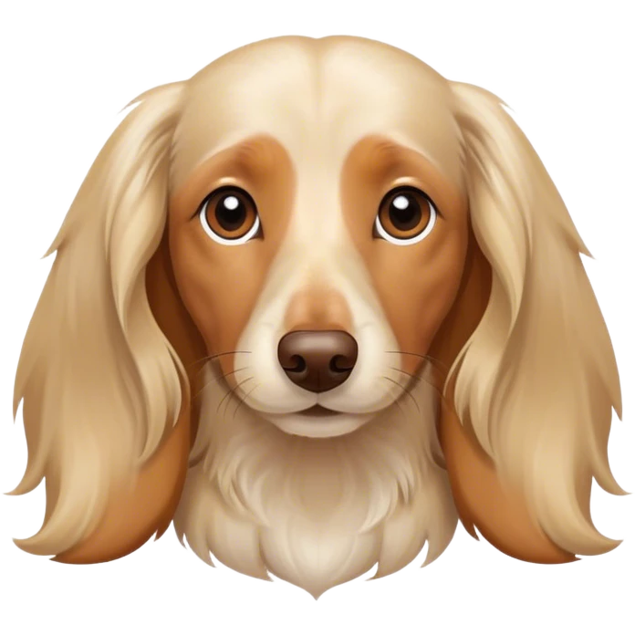 Long haired cream dachshund with a brown nose emoji