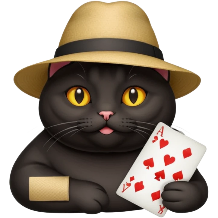 Fat black cat playing cards emoji