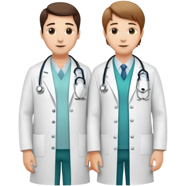 Two doctors standing side by side with stethoscopes and white coats emoji
