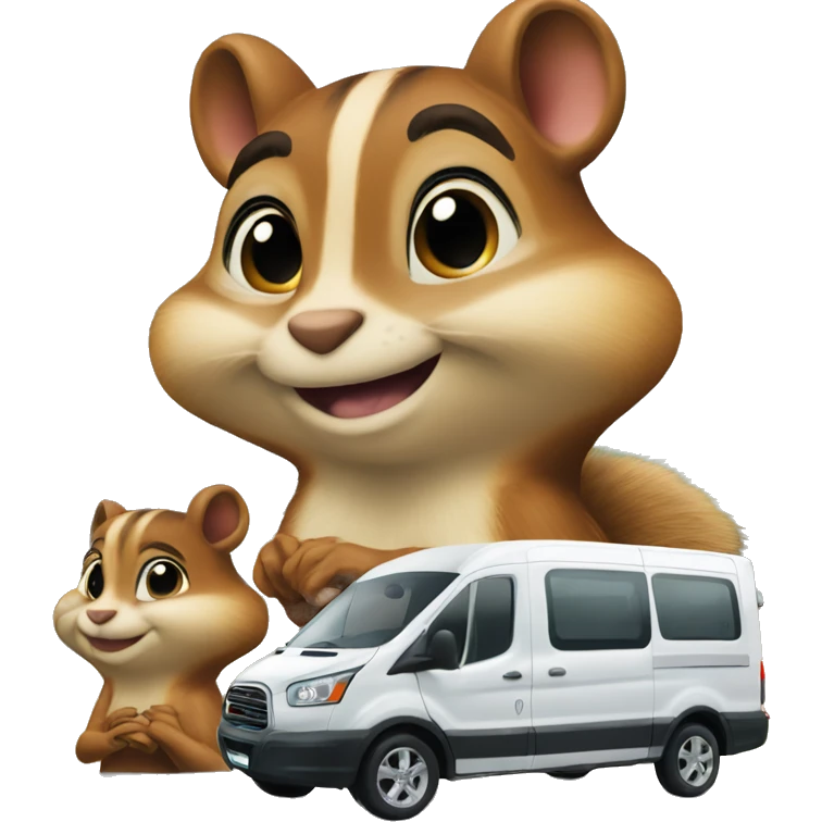 Make a chipmunk emojis next to a van emoji