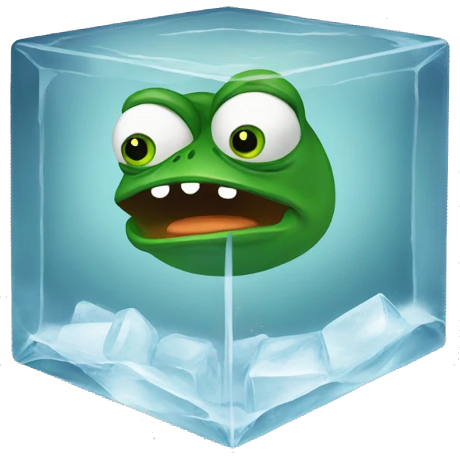 pepe the frog inside an icecube emoji