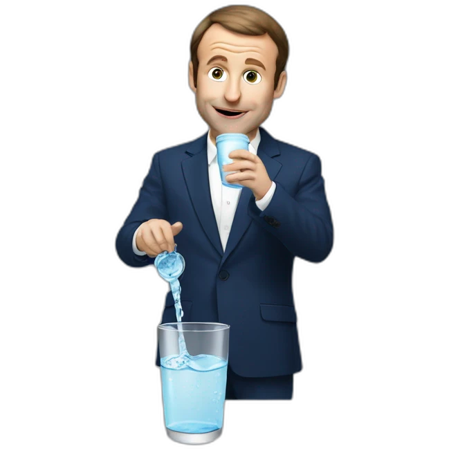 Macron drinking water emoji