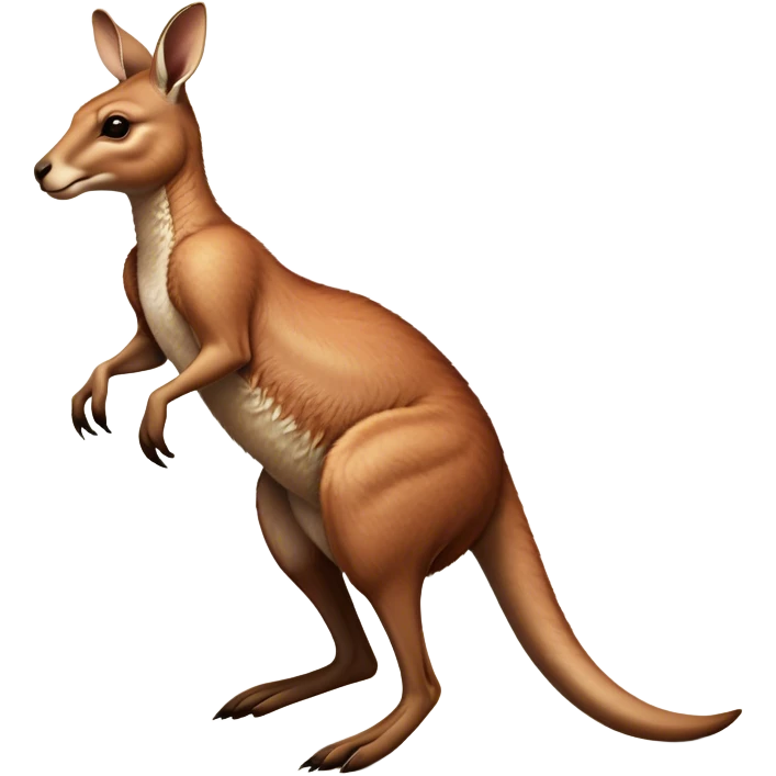 Full-body Australian Kangaroo – Cinematic-realistic Australian kangaroo, jumping with powerful hind legs and a muscular tail for balance. Its reddish-brown fur glows under the golden sunlight, ears perked and eyes alert.  emoji