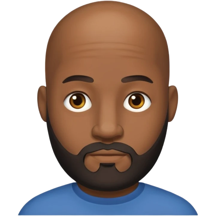 A handsome black man with a full 5 o'clock shadow beard, bald head. emoji