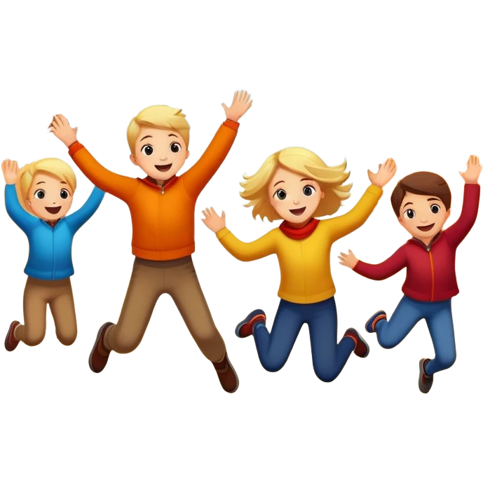 kids jumping into piles of autumn leaves, joyful expressions, colorful fall scene emoji
