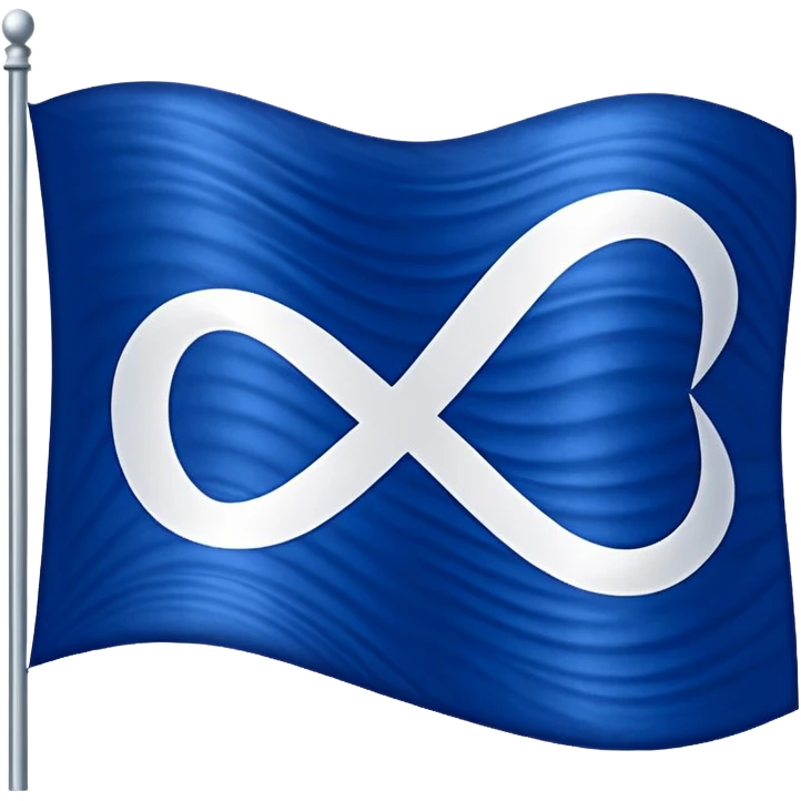 A deep blue flag with a white infinity symbol in the middle emoji