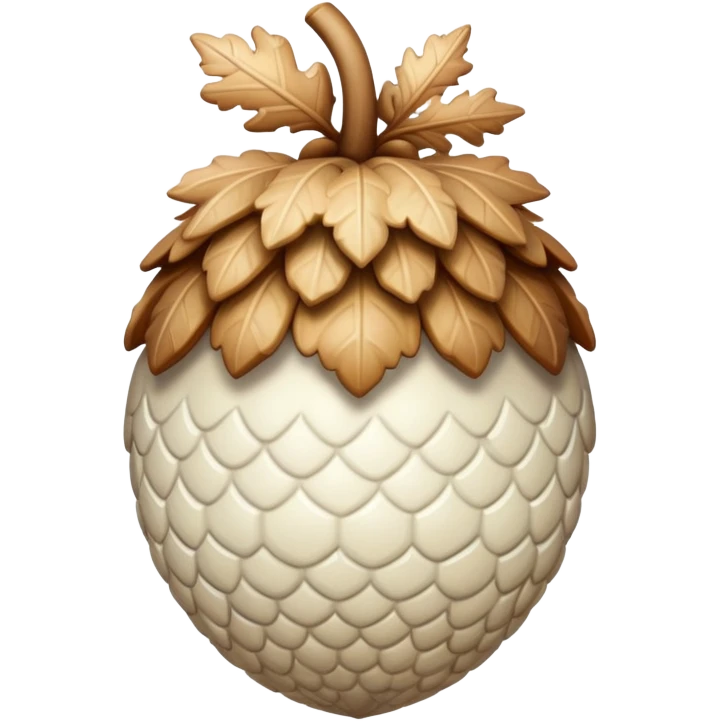white and beige embellished acorn emoji