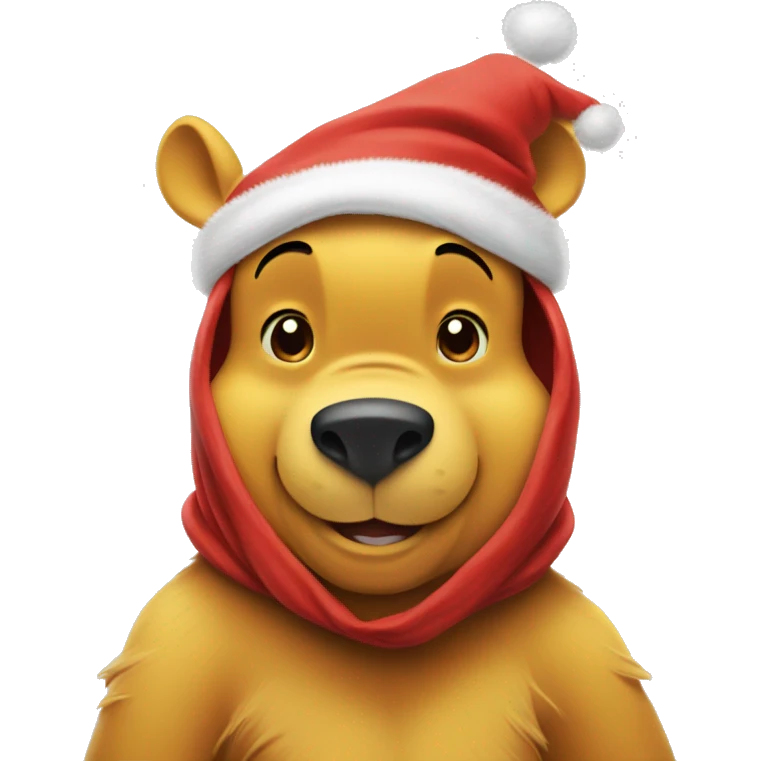 winnie the pooh in santa hat emoji