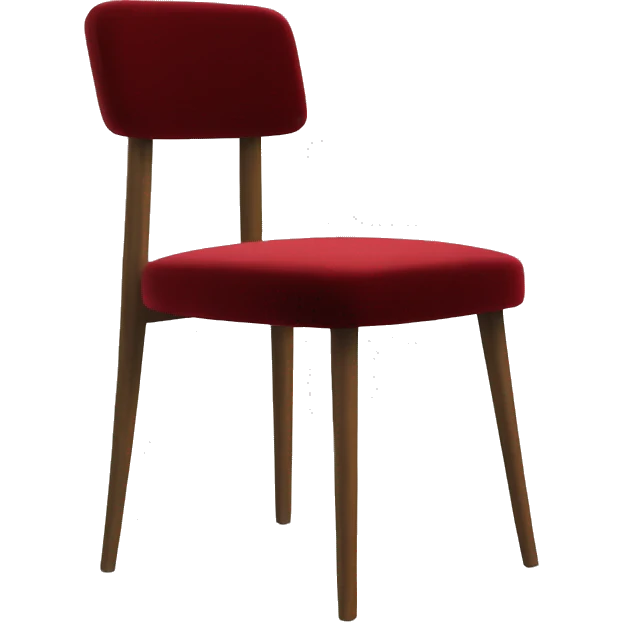 modern looking, simple velvet dining chair, on 4 legs and with really simple but nice looking rest emoji