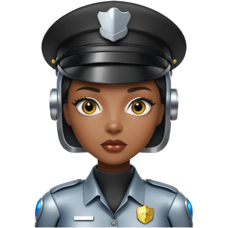 black half robot cop woman emoji