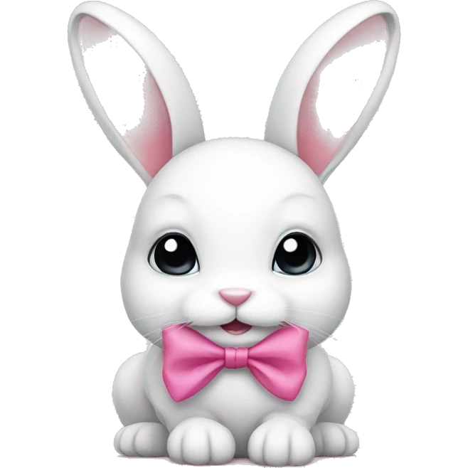 a white bunny with a pink bow  emoji