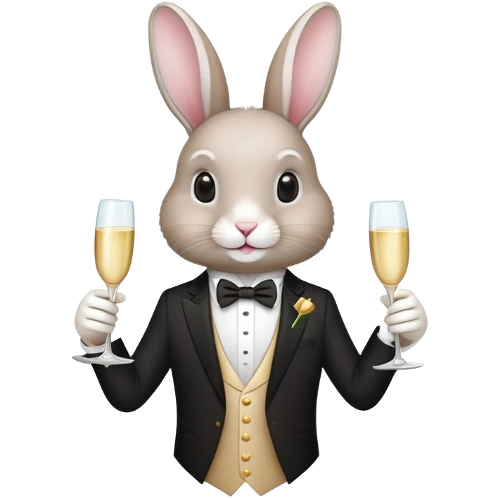 elegant rabbit in formal attire holding champagne glass emoji