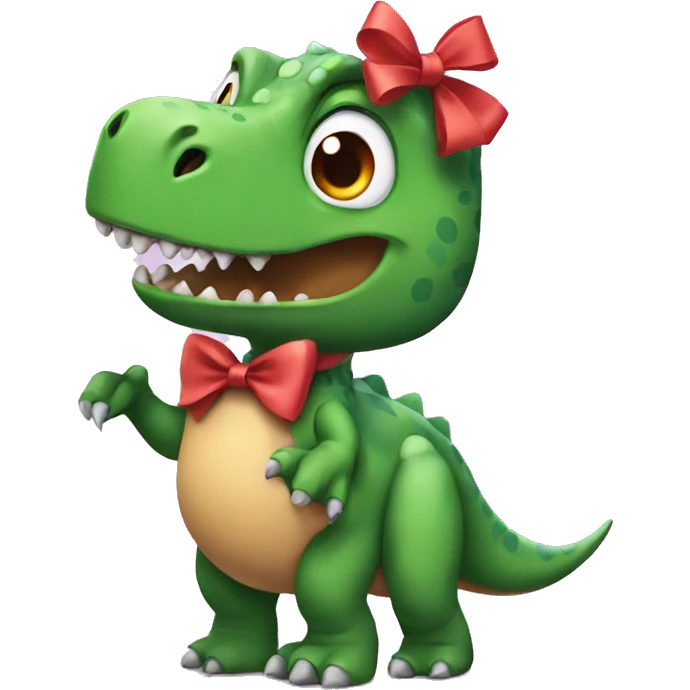 dinosaur wearing a bow emoji