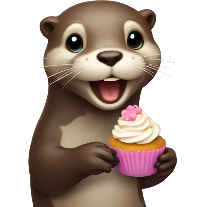 otter eating cupcake emoji