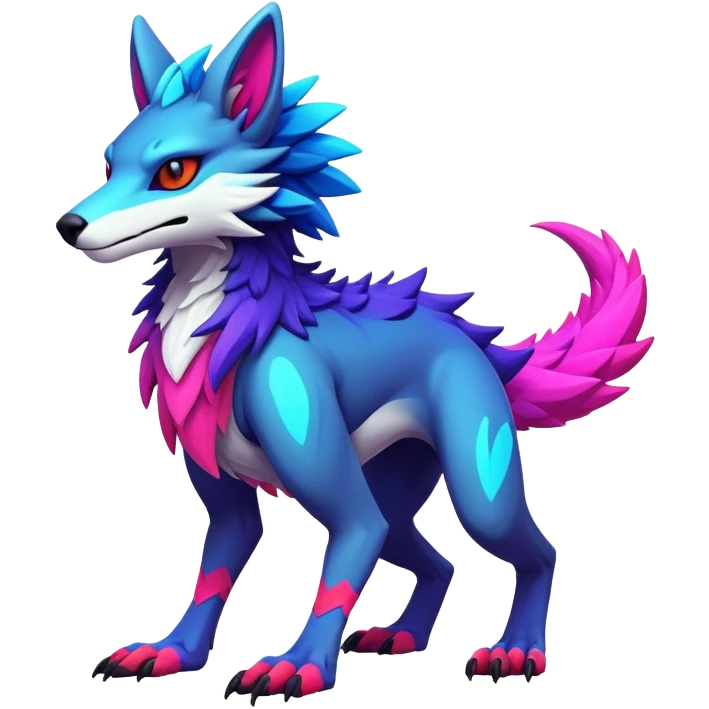 Epic Edgy Cute Colorful Modern Vernid-Protogen-Sergal-creature-animal full body emoji