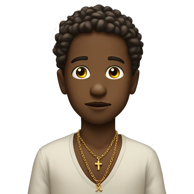 contemplative boy with cross necklace emoji