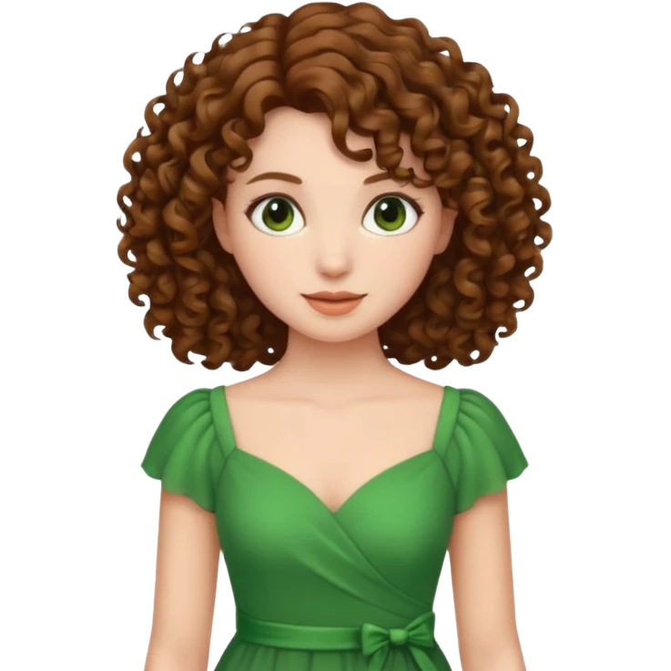 green dress curly hair emoji