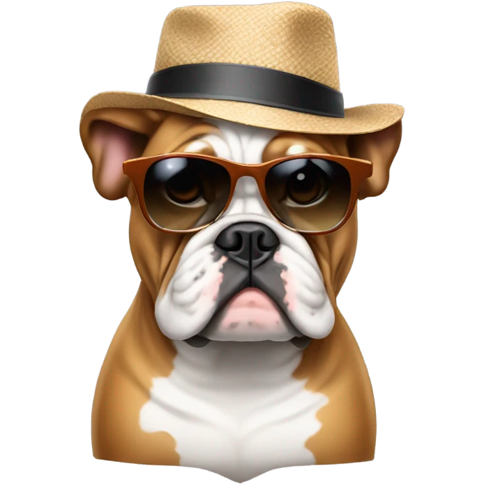 bulldog with sunglasses and a hat emoji