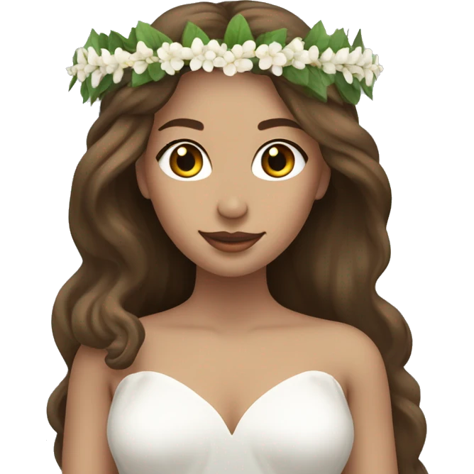brown long haired women with white gown and spur wreath the head with white candle on top of it emoji
