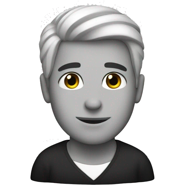 a white handsome person made in black and white emoji