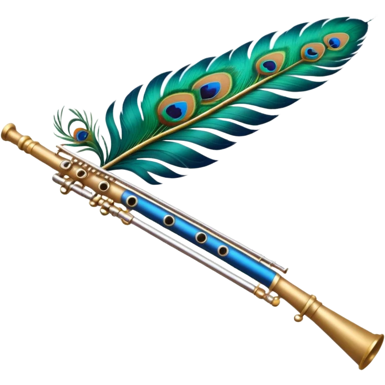 Flute attached with peacock feather emoji