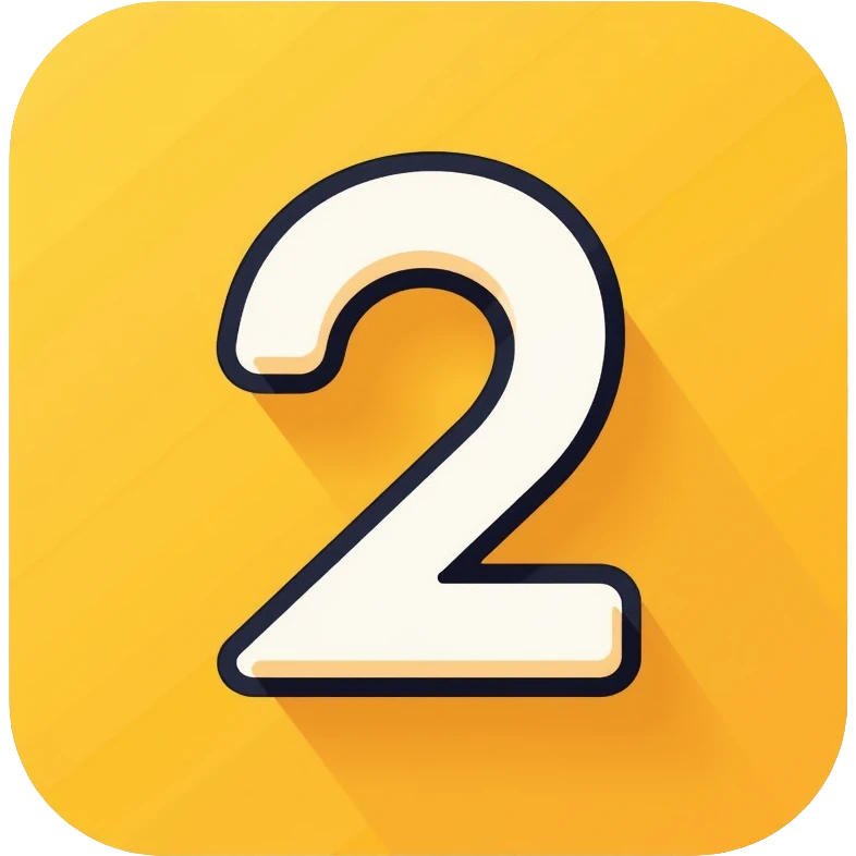 Number 2 on a yellow volumetric background emoji