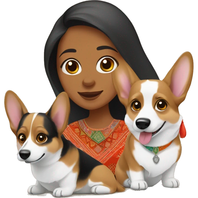 corgi tricolor with moroccan women emoji
