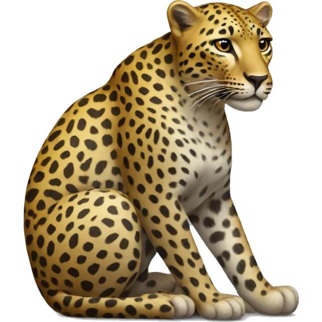Leopard sitting with it back to camera emoji