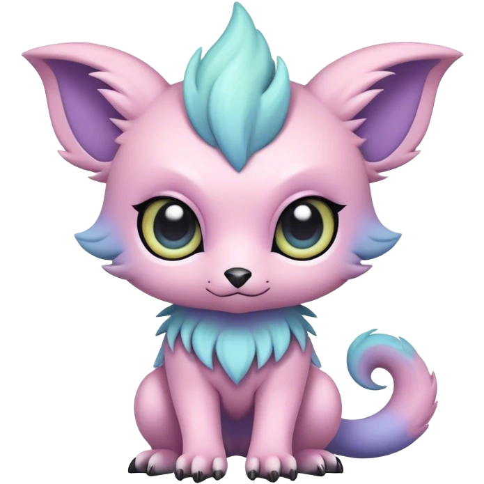 Adorable colorful chibi pastel edgy fantasy animal hybrid Fakemon full body, big Eyes emoji