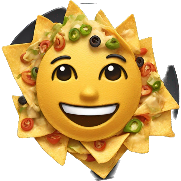 Smiling Supreme nachos on a plate emoji