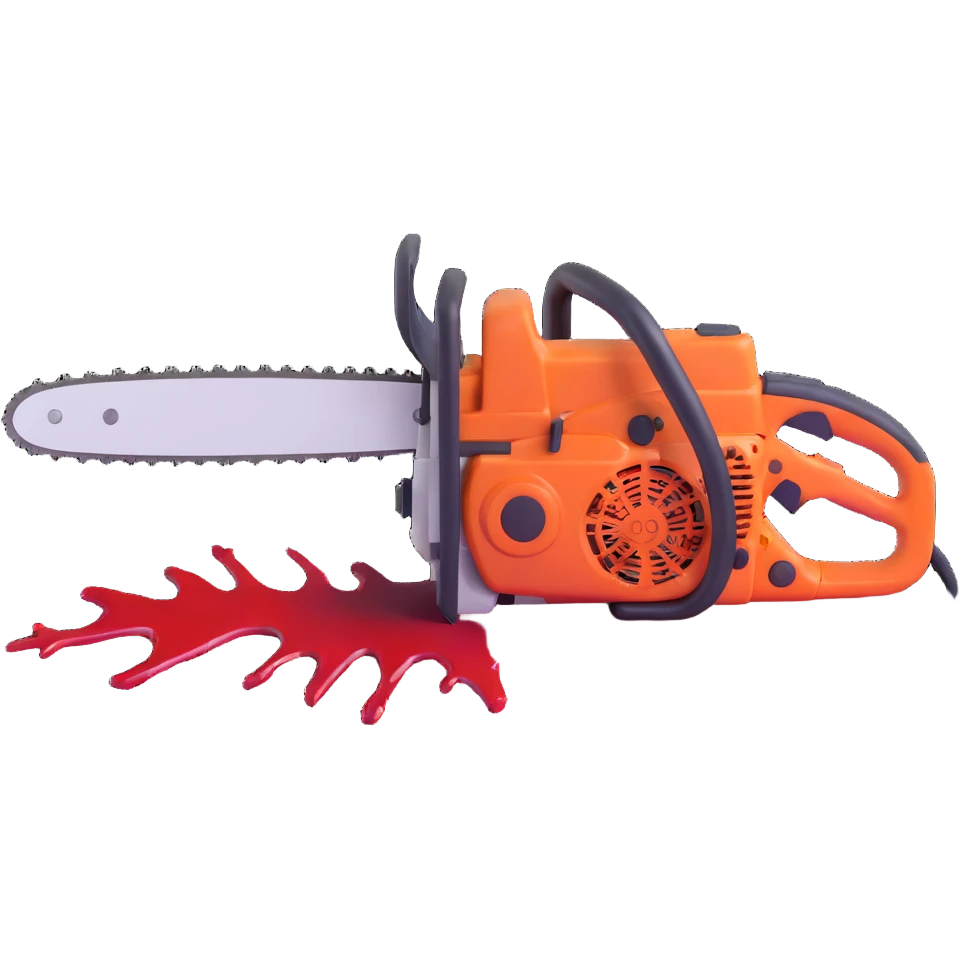 chainsaw with blood splatter emoji
