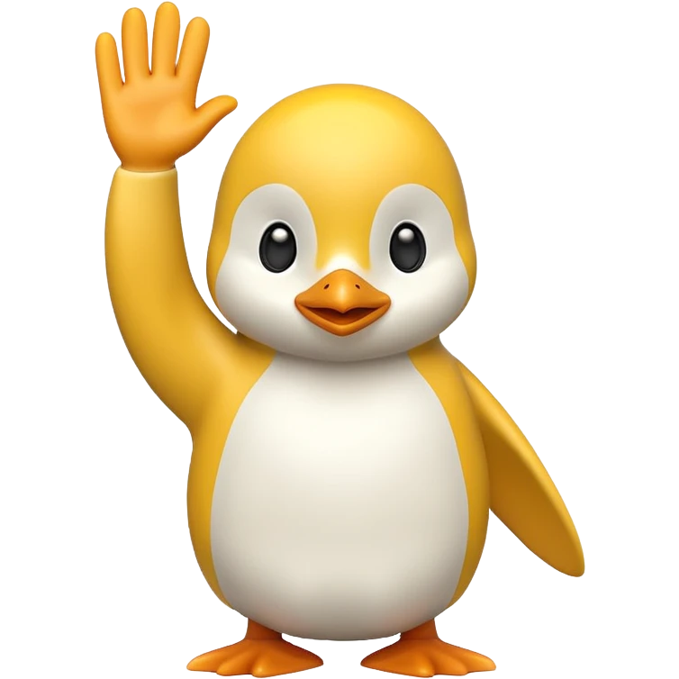 Yellow Penguin waving goodbye emoji
